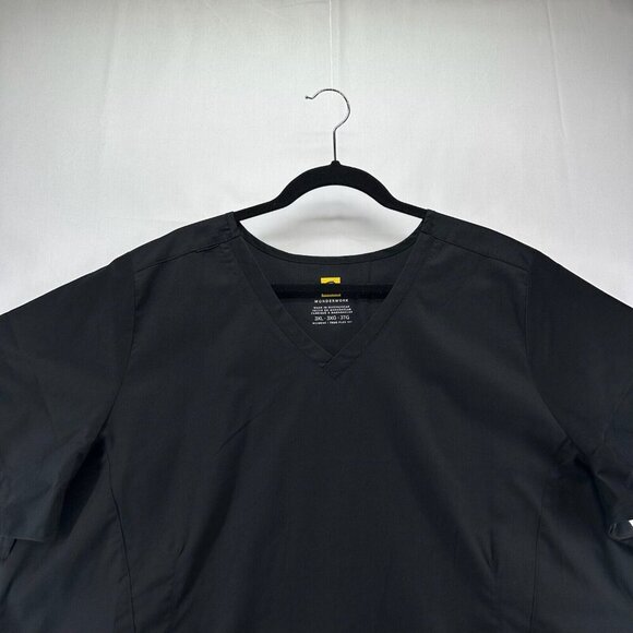 WonderWink WonderWORK Scrub Top Womens Sz 3XL 105 Shaped V-Neck Medical Black - Picture 3 of 11